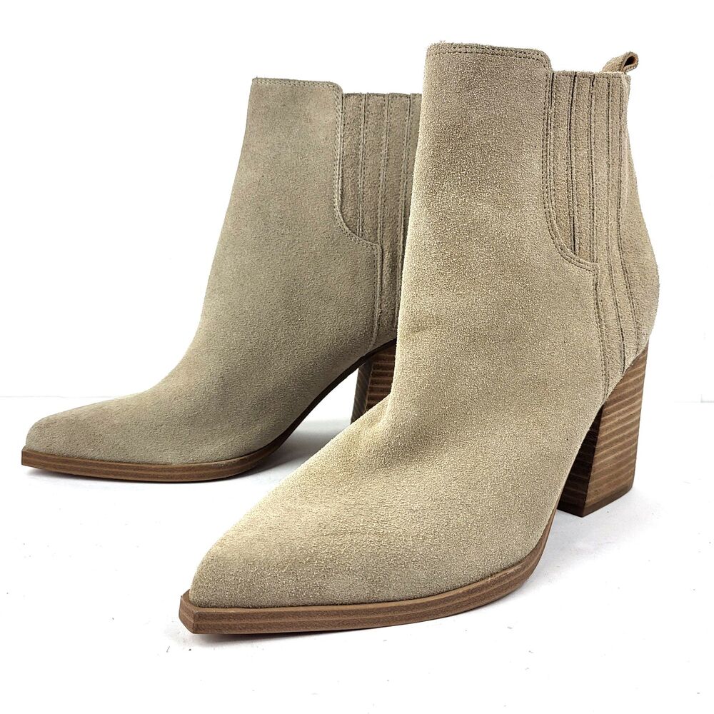 Marc Fisher Ltd. Oshay Beige Suede Leather Pointed Toe Ankle Bootie Size 10
